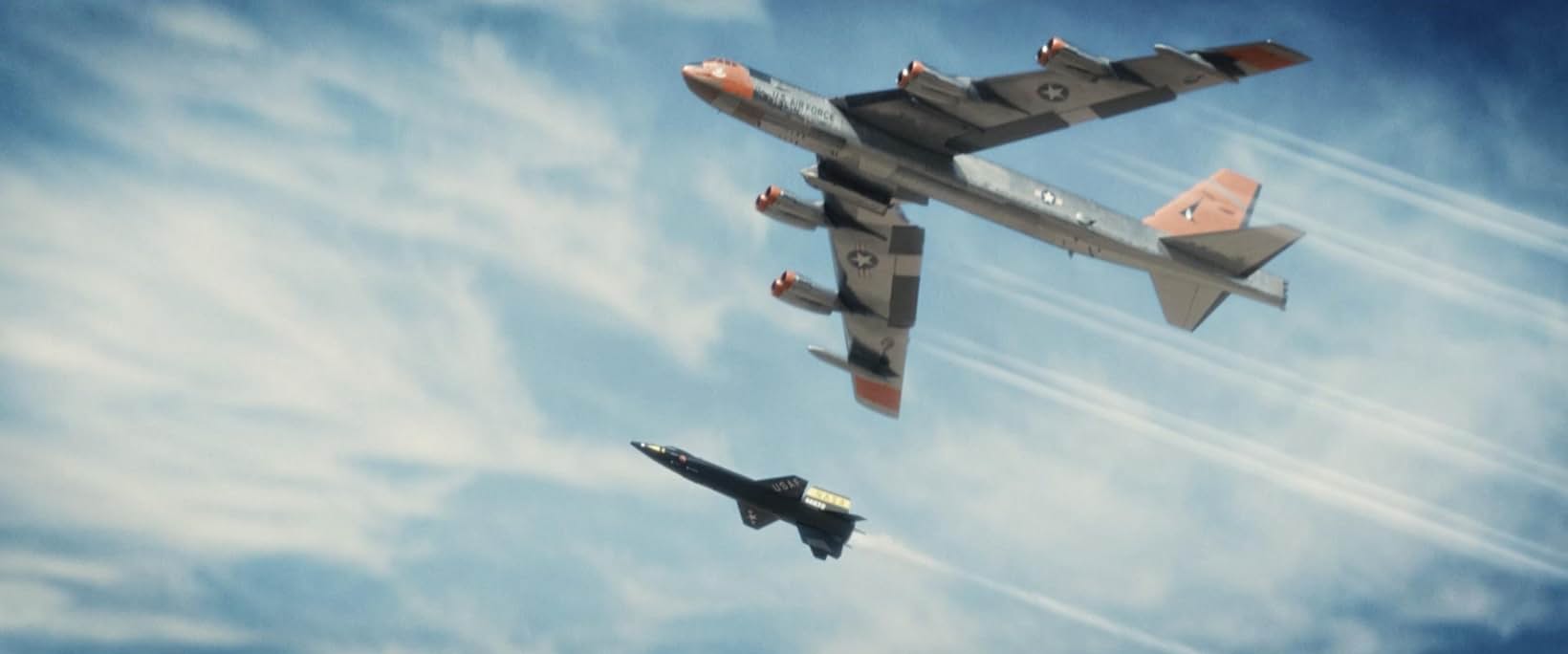 B-52 carrying the X-15 beneath its wing in flight, Edge of Space