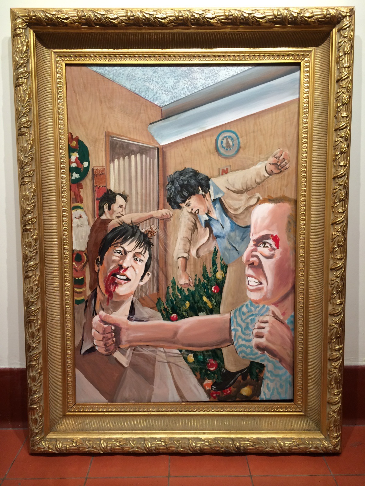 Second original painting created for Takanakuy in a gold frame