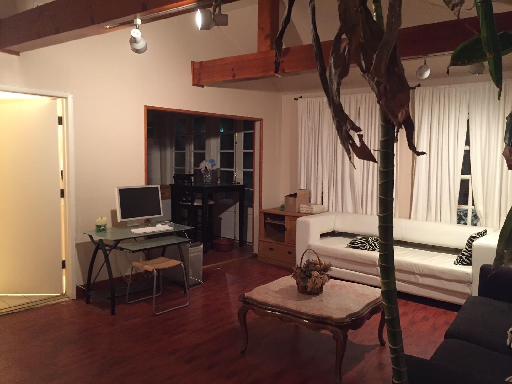 The guest house before construction, the empty room later rebuilt as the bakery for This Is Our Christmas